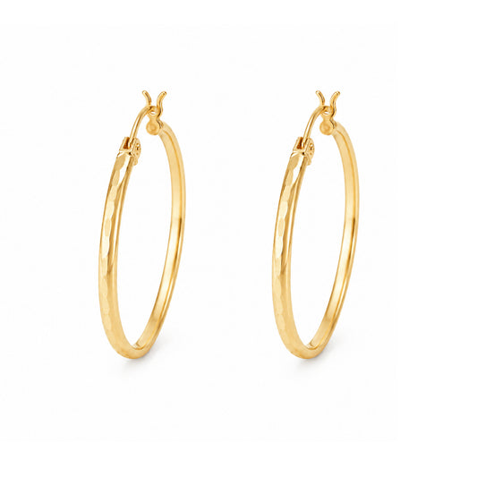10K Gold Textured Hoops