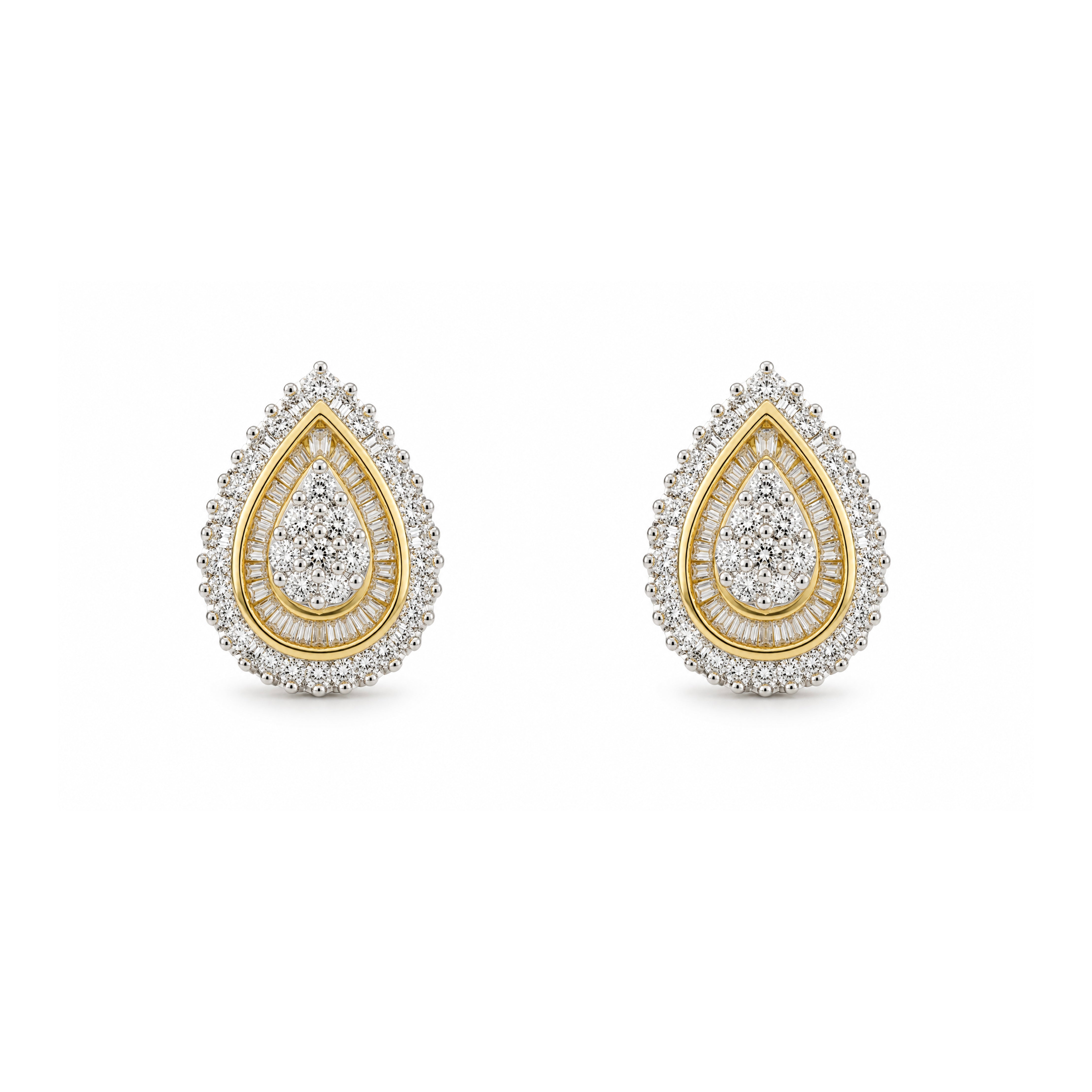 Pear Shaped Diamond Cluster Earrings