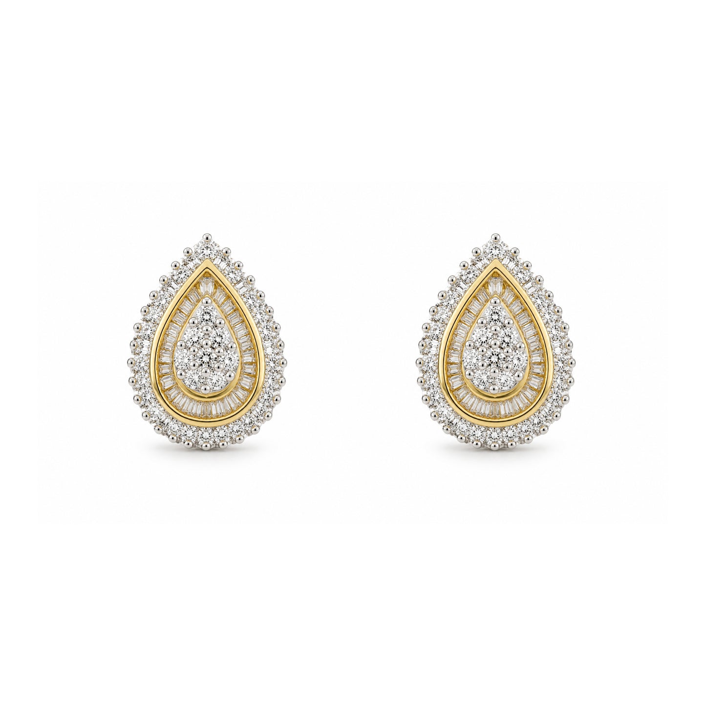 Pear Shaped Diamond Cluster Earrings