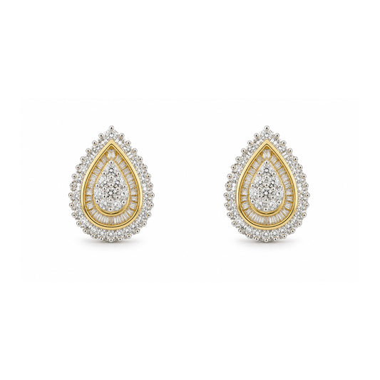 Pear Shaped Diamond Cluster Earrings