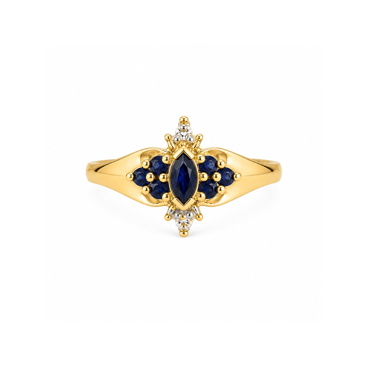 Royal Sapphire and Diamond Cluster Ring