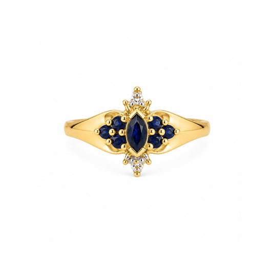 Royal Sapphire and Diamond Cluster Ring