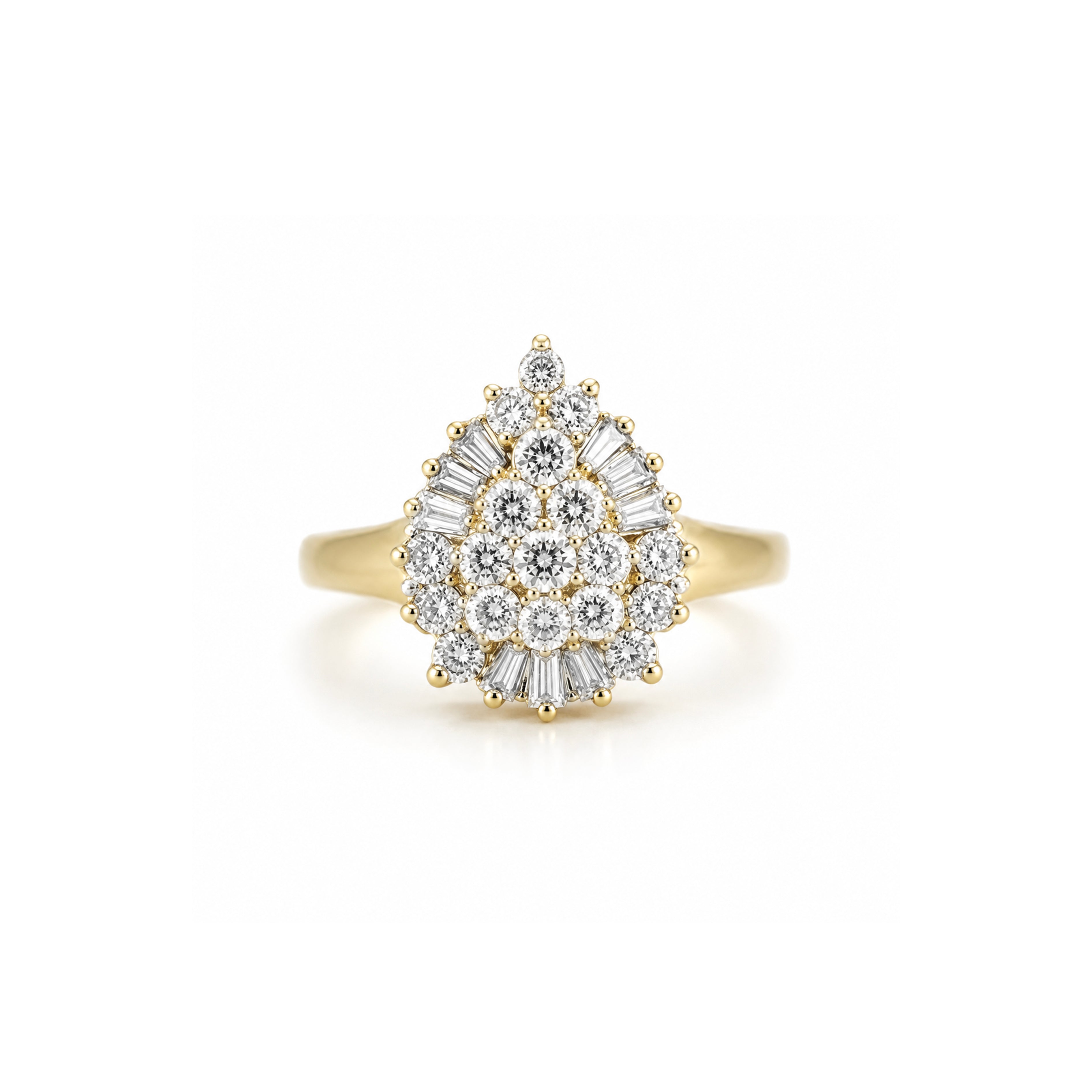 Pear-Shaped Diamond Cluster Ring