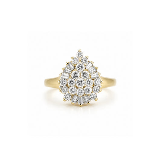 Pear-Shaped Diamond Cluster Ring
