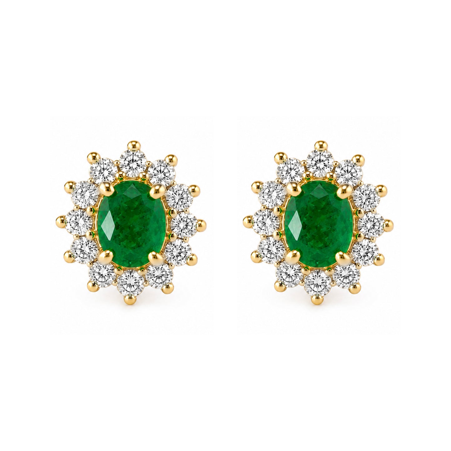 Emerald Diamond Stud Earrings