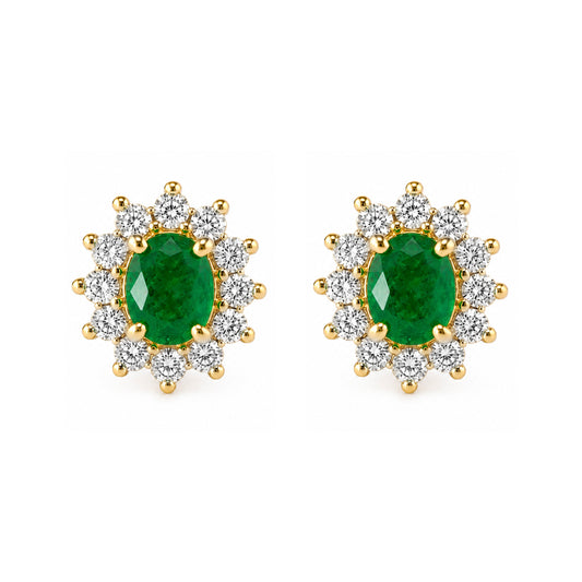 Emerald Diamond Stud Earrings