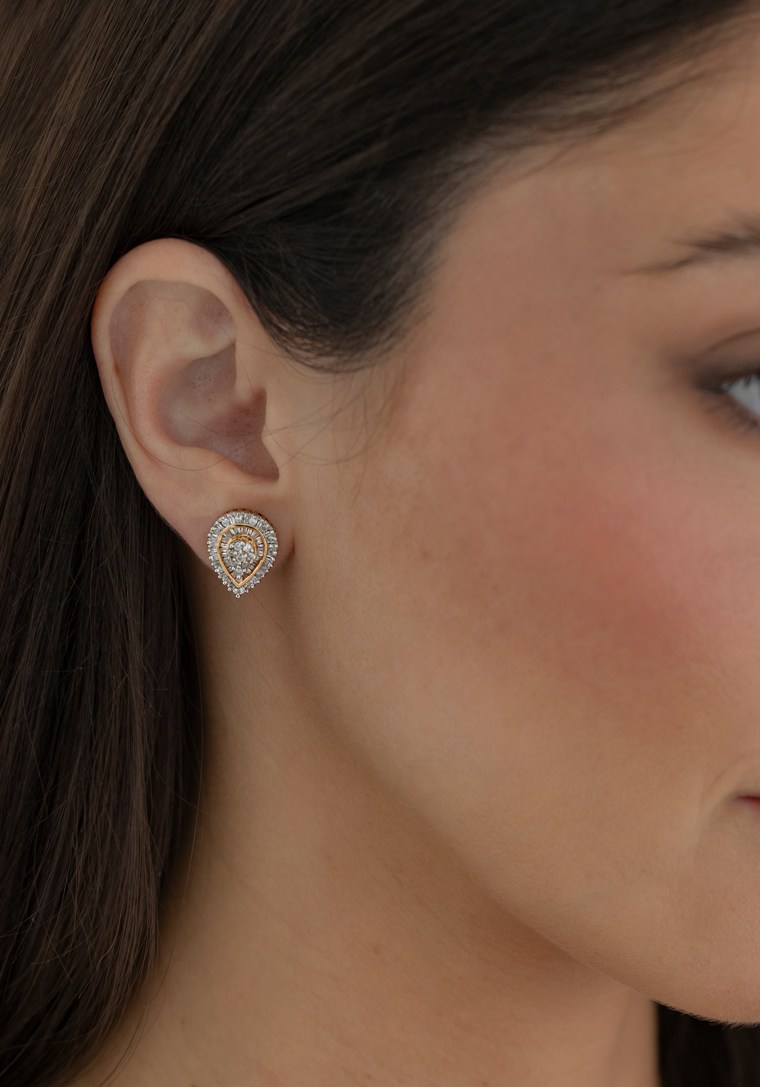 Pear Shaped Diamond Cluster Earrings