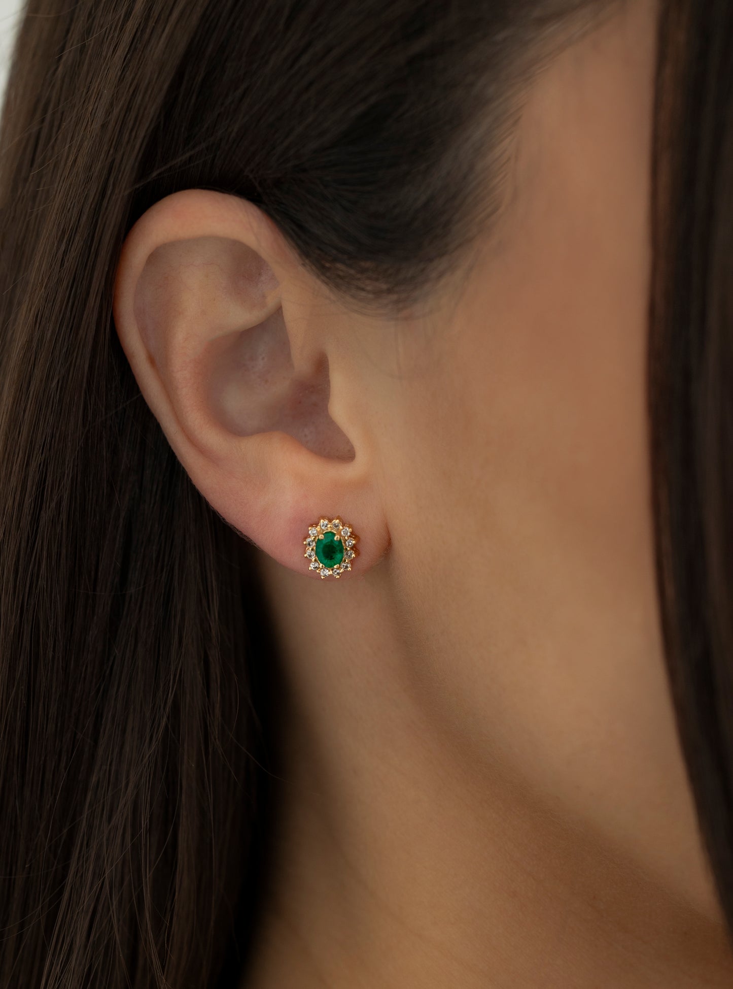 Emerald Diamond Stud Earrings