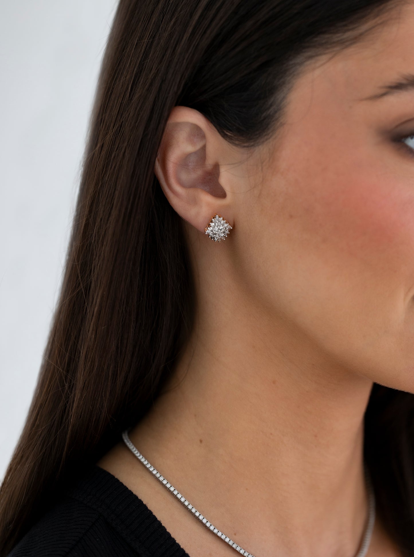 Diamond cluster earrings