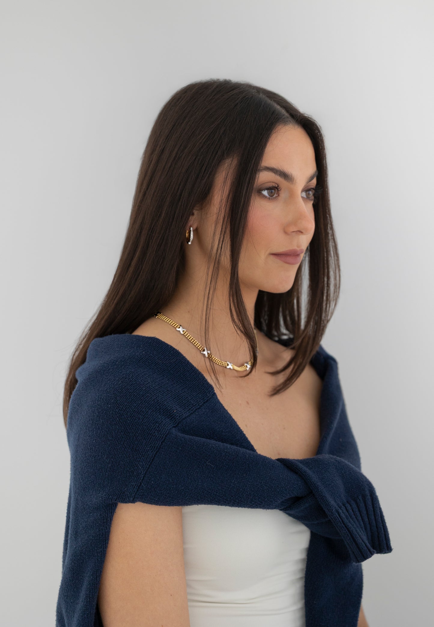 Two-Tone Diamond Hoop Earrings